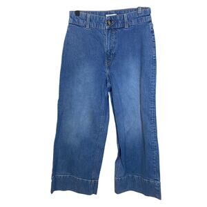 H&M Cropped Wide Leg Medium Wash Denim Jeans High Waisted Sz 6